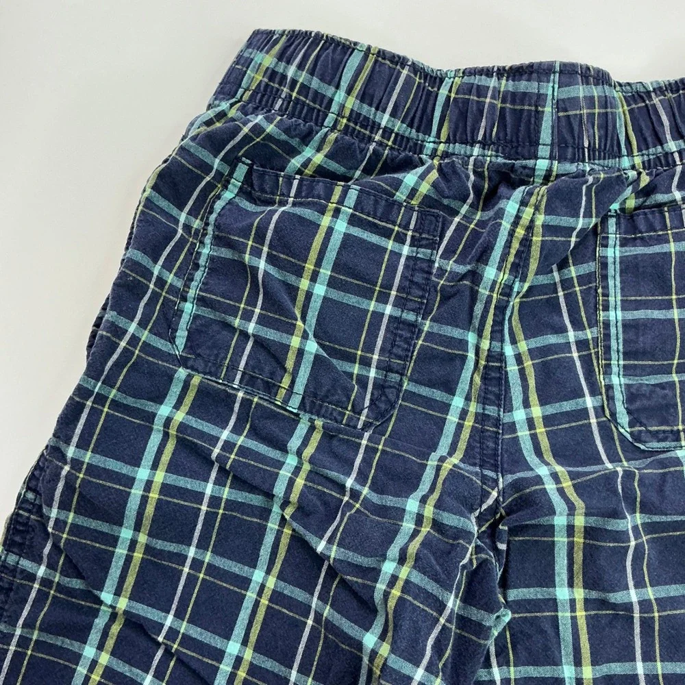 Gymboree Navy Blue Plaid Shorts Kids Size 8 Cotton Elastic Waist Drawstring